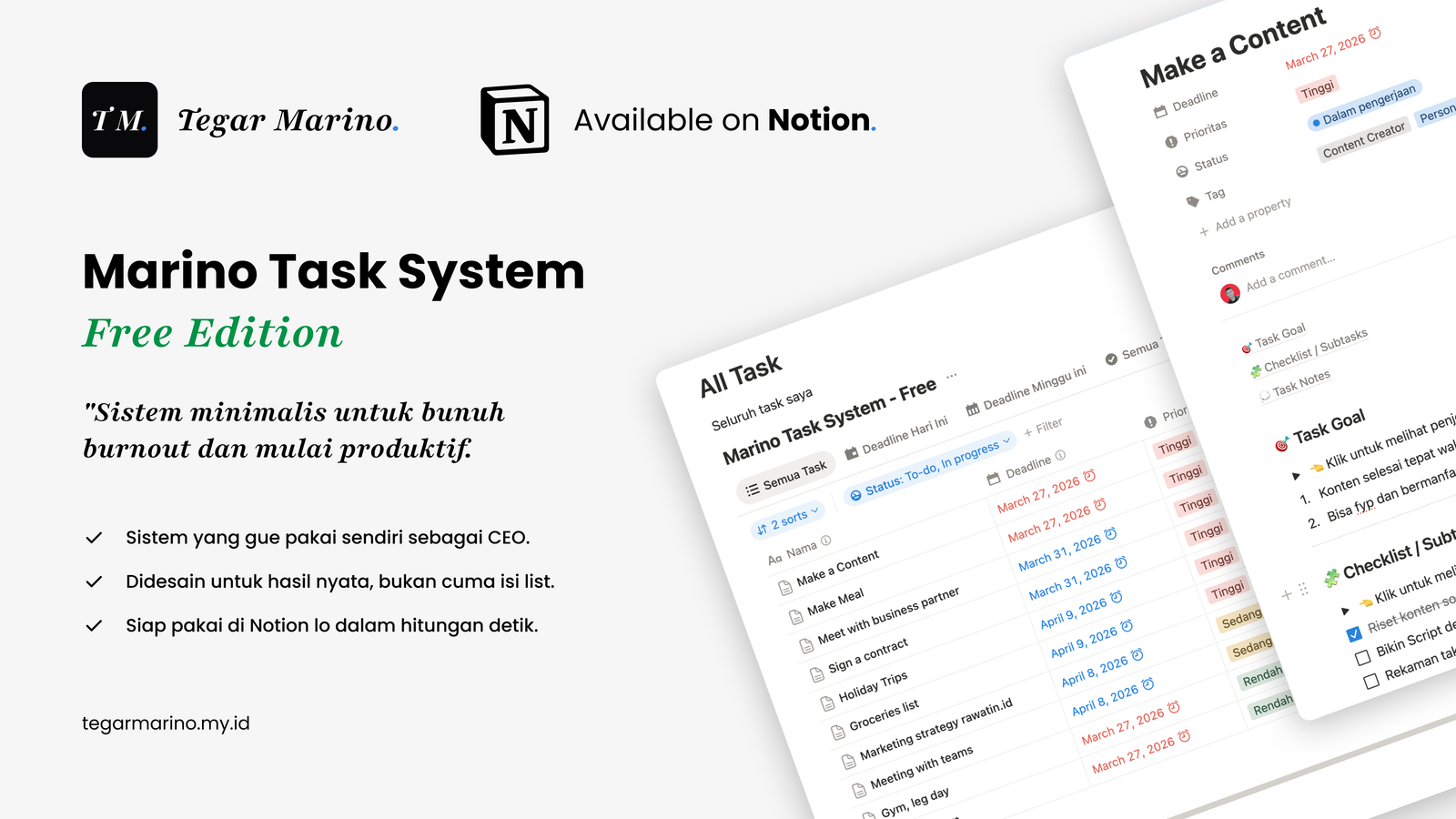 Marino Task System (Free Edition) 🚀